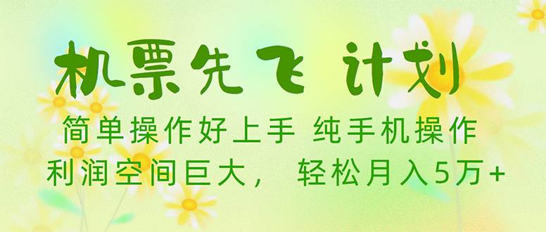 机票先飞计划！里程积分兑换机票售卖赚差价，利润空间巨大，小白月入5万+-齐力副业