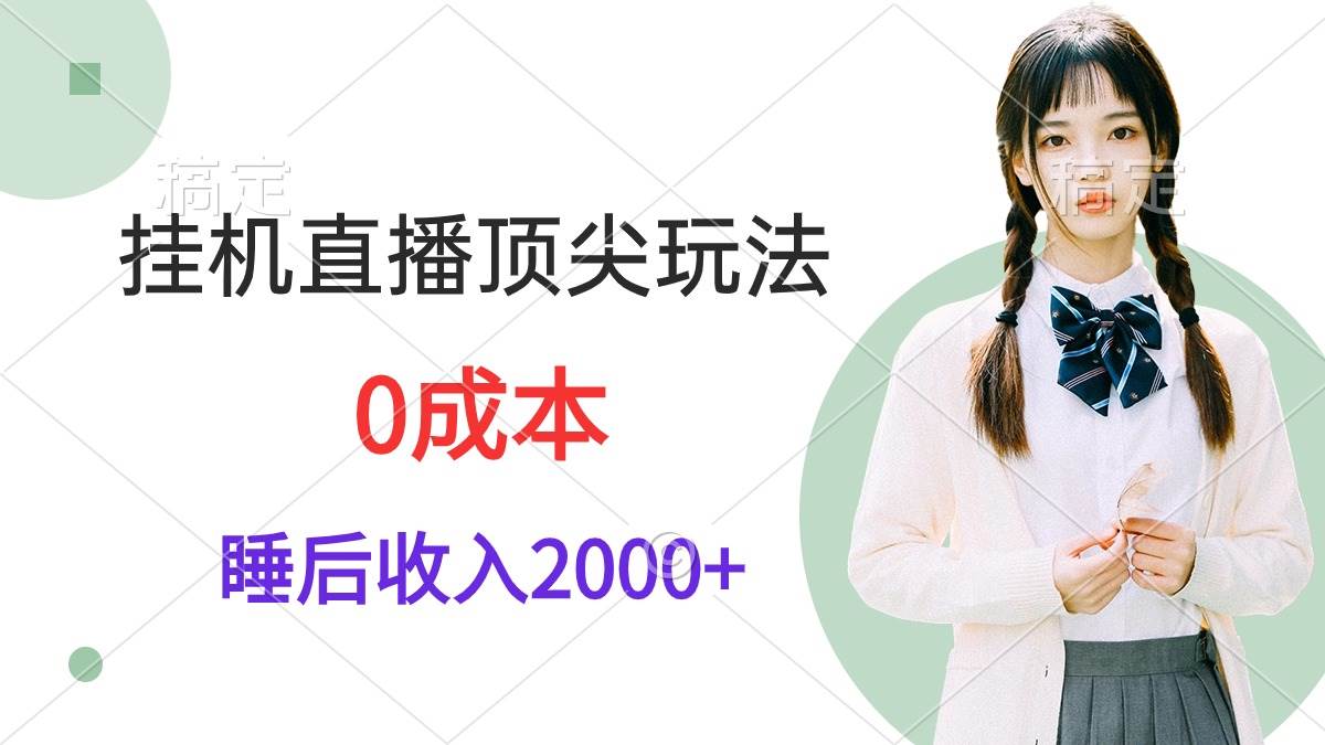 挂机直播顶尖玩法，睡后日收入2000+、0成本，视频教学-齐力副业