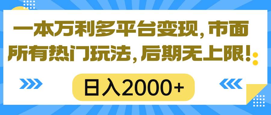 一本万利多平台变现，市面所有热门玩法，日入2000+，后期无上限！-齐力副业