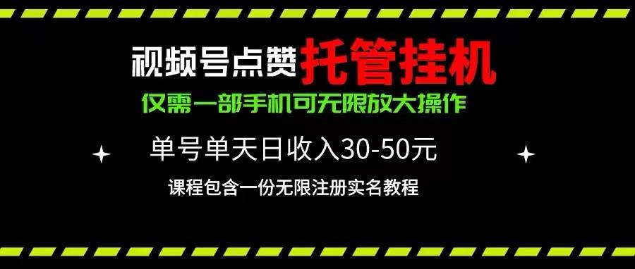 视频号点赞托管挂机，单号单天利润30~50，一部手机无限放大（附带无限...-齐力副业