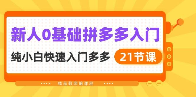 新人0基础拼多多入门，纯小白快速入门多多（21节课）-齐力副业