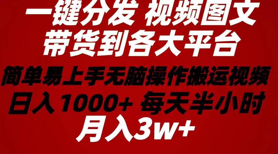 2024年 一键分发带货图文视频  简单易上手 无脑赚收益 每天半小时日入1...-齐力副业