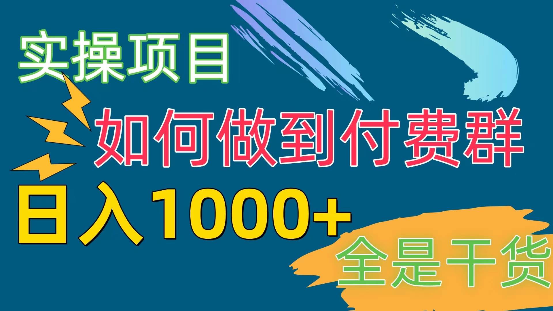 [实操项目]付费群赛道，日入1000+-齐力副业