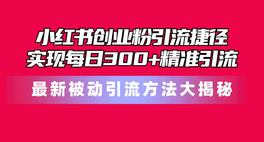 小红书创业粉引流捷径！最新被动引流方法大揭秘，实现每日300+精准引流-齐力副业