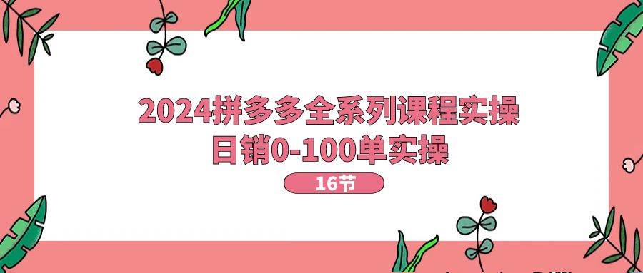 2024拼多多全系列课程实操，日销0-100单实操【16节课】-齐力副业