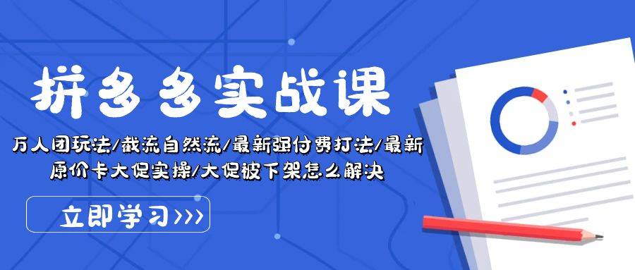 拼多多·实战课：万人团玩法/截流自然流/最新强付费打法/最新原价卡大促..-齐力副业