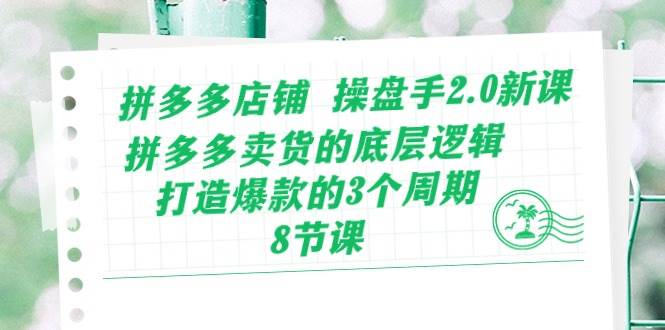 拼多多店铺 操盘手2.0新课，拼多多卖货的底层逻辑，打造爆款的3个周期-8节-齐力副业