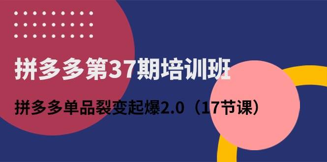 拼多多第37期培训班：拼多多单品裂变起爆2.0（17节课）-齐力副业