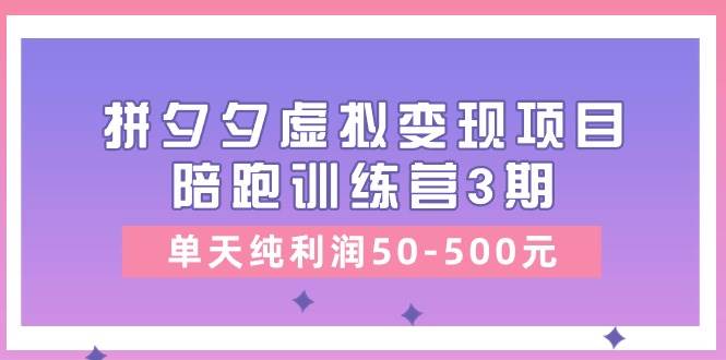 某收费培训《拼夕夕虚拟变现项目陪跑训练营3期》单天纯利润50-500元-齐力副业