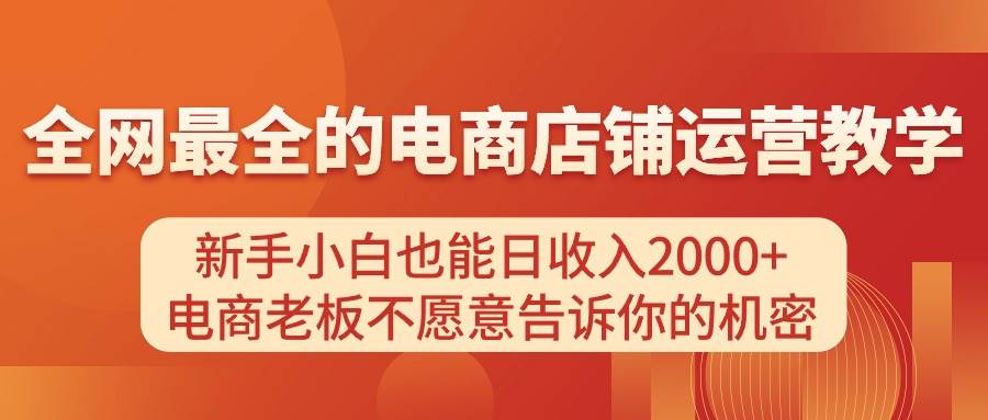 电商店铺运营教学，新手小白也能日收入2000+，电商老板不愿意告诉你的机密-齐力副业