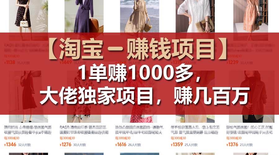 【淘宝赚钱项目】1单可赚1000多，大佬独家项目，年赚几百万-齐力副业