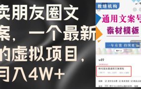 卖朋友圈文案，一个最新的虚拟项目，月入4W+（教程+素材）-齐力副业