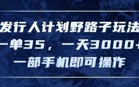 发行人计划野路子玩法，一单35，一天3000+，一部手机即可操作-齐力副业