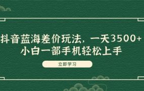 抖音蓝海差价玩法，一天3500+，小白一部手机轻松上手-齐力副业