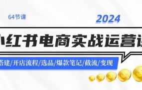 2024小红书电商实战运营课：账号搭建/开店流程/选品/爆款笔记/截流/变现-齐力副业