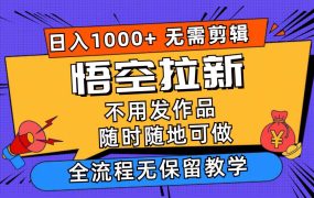 悟空拉新日入1000+无需剪辑当天上手，一部手机随时随地可做，全流程无...-齐力副业