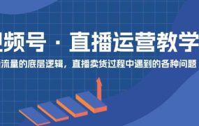 视频号 直播运营教学：直播流量的底层逻辑，直播卖货过程中遇到的各种问题-齐力副业