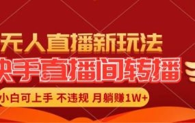 快手直播间转播玩法简单躺赚，真正的全无人直播，小白轻松上手月入1W+-齐力副业
