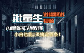 【AI最新实战教程】日入600+，批量生成说唱解说视频，小白也能1天搞定百条-齐力副业