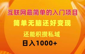 互联网最简单的入门项目：简单无脑变现还能积攒私域一天轻松1000+-齐力副业