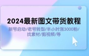 2024最新图文带货教程：新号启动/老号转型/半小时涨3000粉/找素材/剪辑-齐力副业