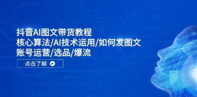 抖音AI图文带货教程：核心算法/AI技术运用/如何发图文/账号运营/选品/爆流-齐力副业