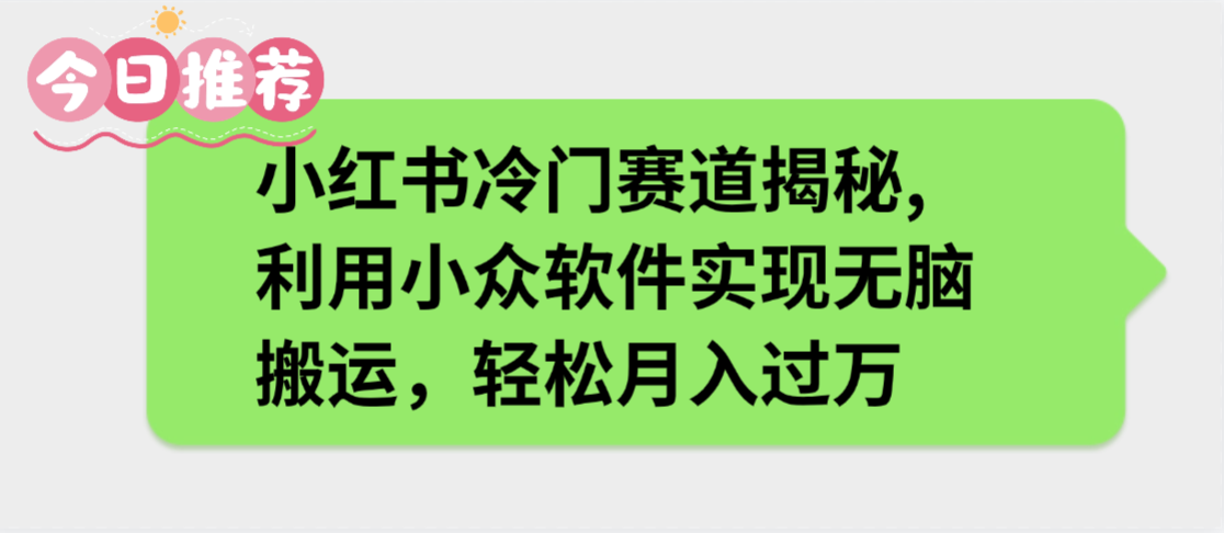 小红书冷门赛道揭秘,利用小众软件实现无脑搬运,轻松月入过万-齐力副业